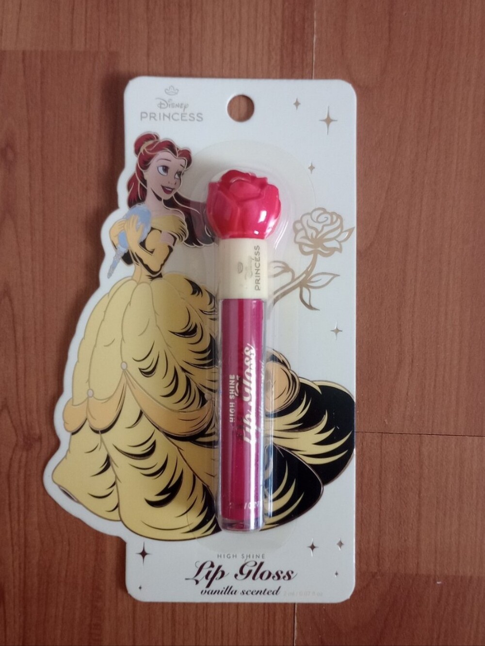 New Disney Belle Rose Cap Lip Gloss - Pink and Gold